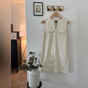 Cream Denim Dress - size: small